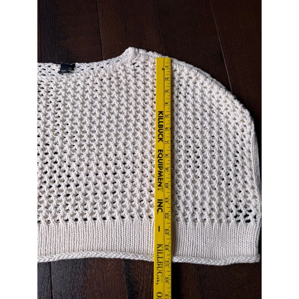 Torrid Womens Cream Open Knit Crochet Crop Sweater Boxy Mesh Top Size 00/0 Large